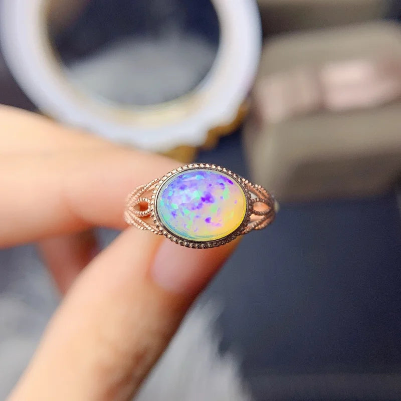 925 Silver White Opal Ring for Women