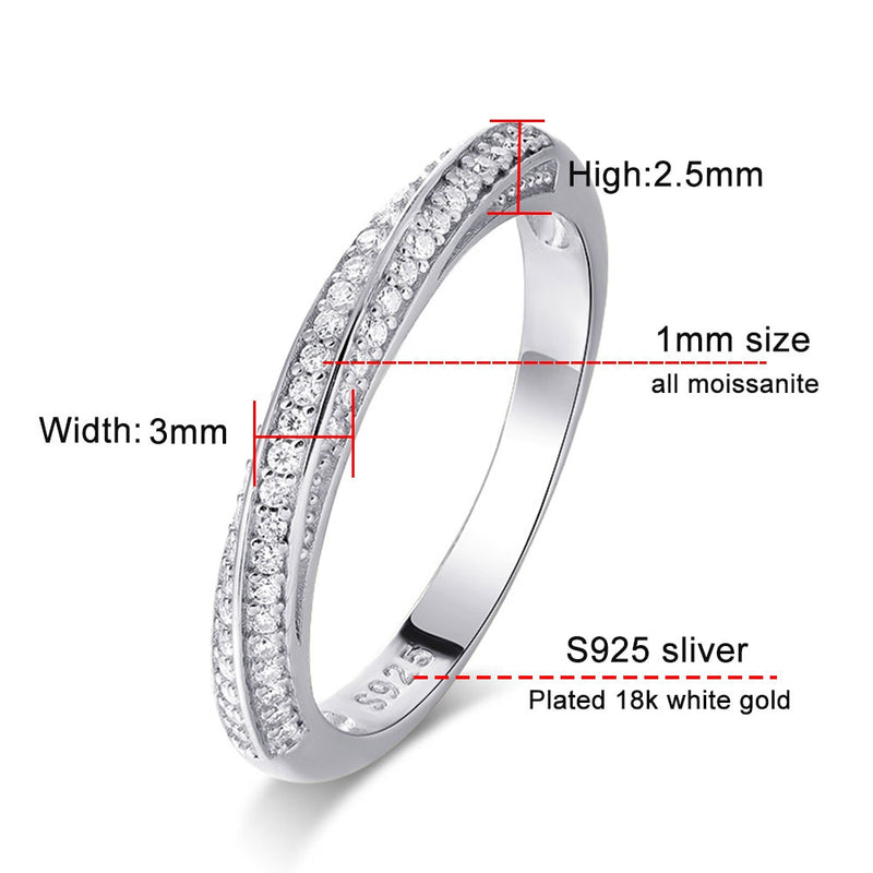 Sterling Silver 1mm Moissanite Eternity Band for Women and Men