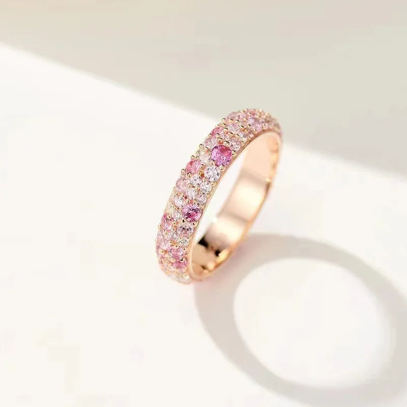 925 Sterling Silver Lab Sapphire Cocktail Rose Gold Ring for Women