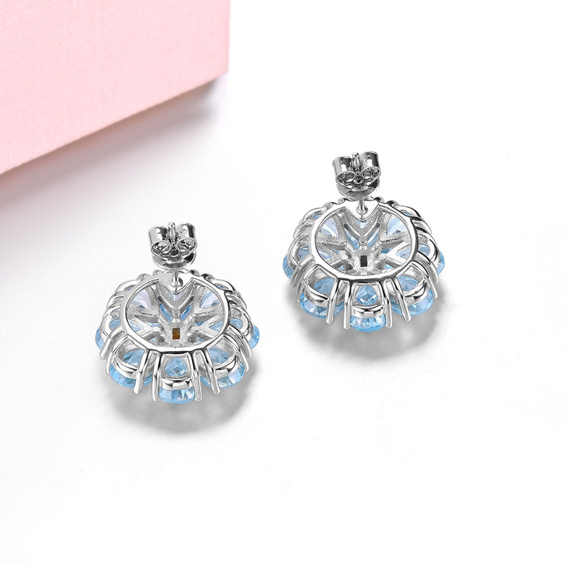 Sterling Silver Sky Blue Topaz Citrine Stud Earrings 13.5 ctw for Women