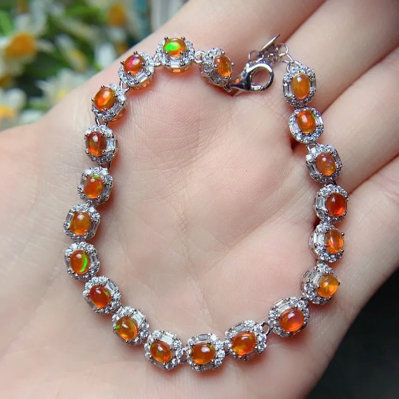 sterling silver fire opal bracelet