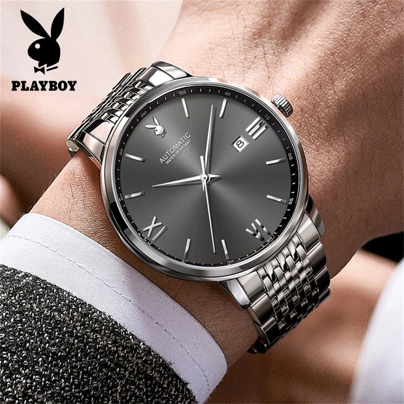 Stainless Steel Automatic Mechanical Watch for Men