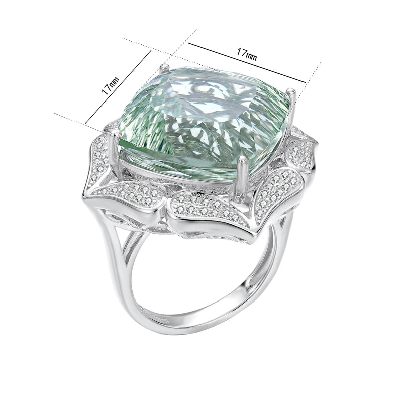 Sterling Silver Green Amethyst Ring for Women