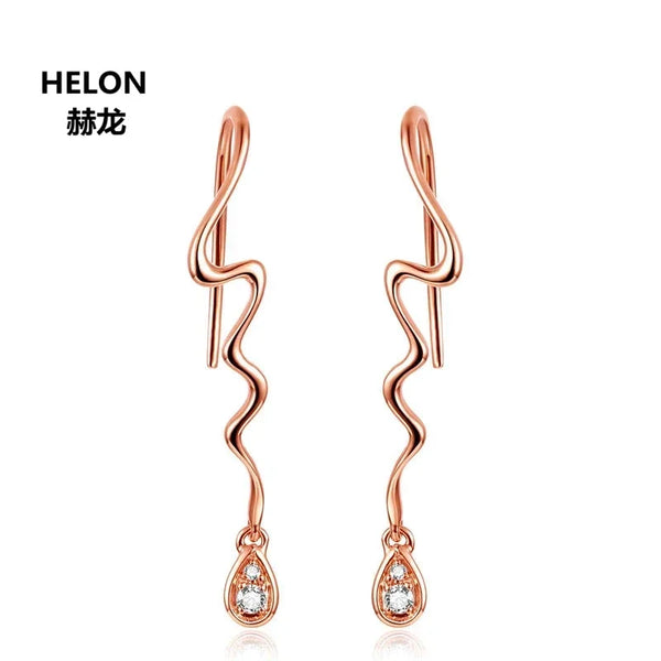 14k Rose Gold Natural Diamond Drop Earrings for Women