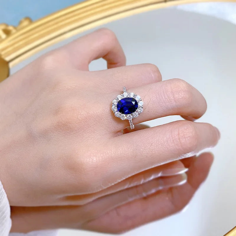 925 Sterling Silver Sapphire Ring for Women