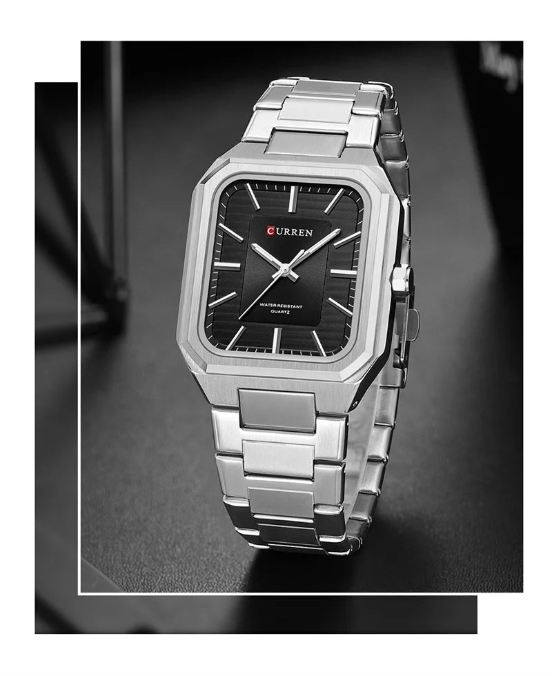 Stainless Steel Rectangle Sport Watch for Men