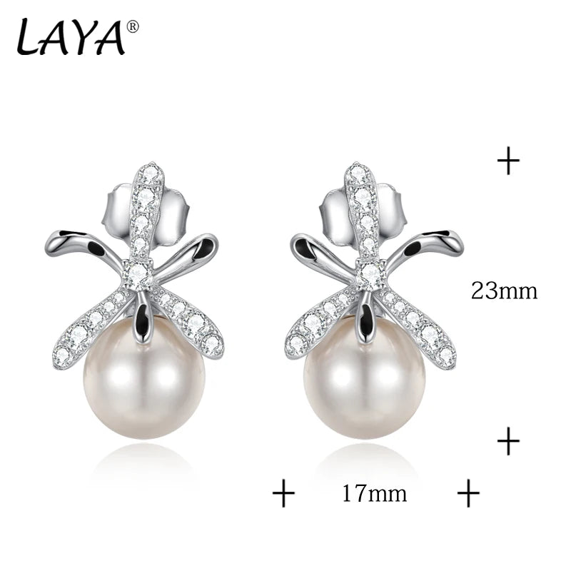 Sterling Silver Shell Pearl Stud Earrings for Women