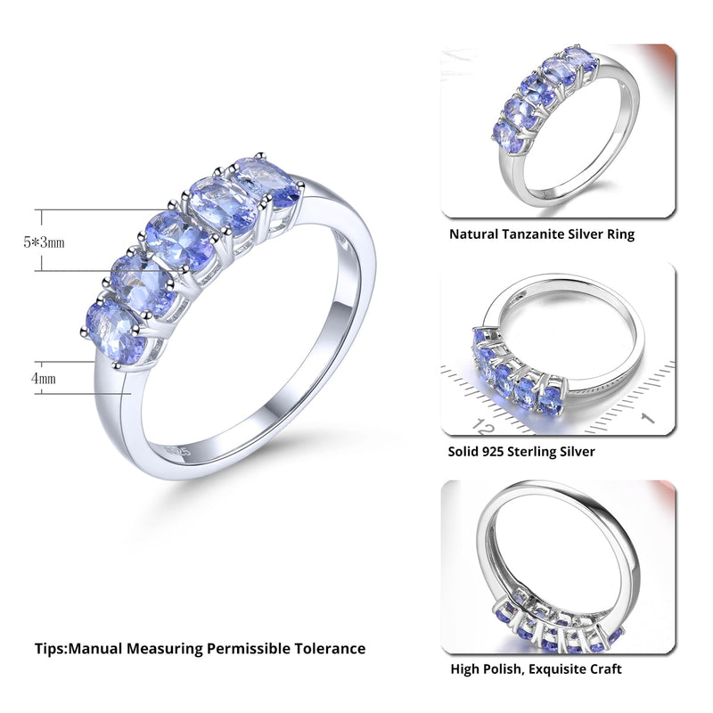 Solid Silver Tanzanite 1.20ct Ring for Women