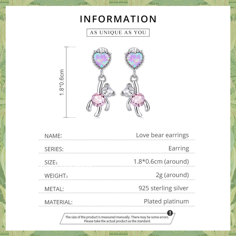 Sterling Silver Pink Heart Stud Earrings for Women