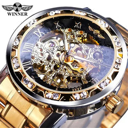 Silver Skeleton Mechanical Wristwatch for Men