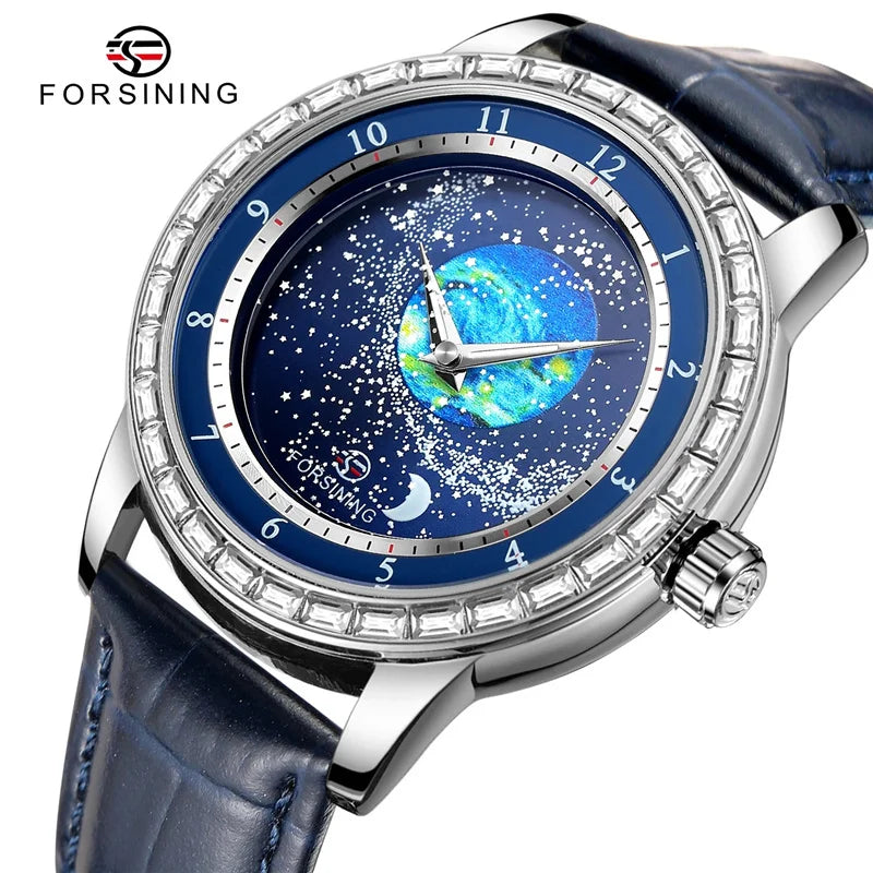 Leather Luxury Full Sky Star Quartz Watch for Men