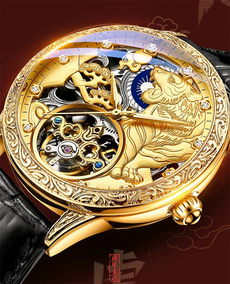 Gold Automatic Skeleton Watch for Men