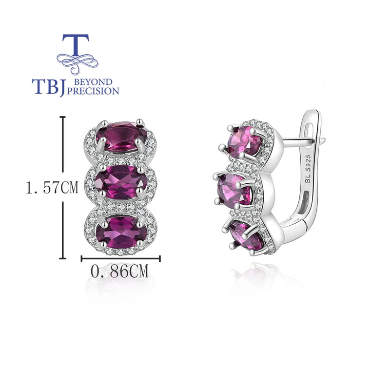 S925 Silver Cubic Zircon and Rhodolite Garnet Earrings for Women