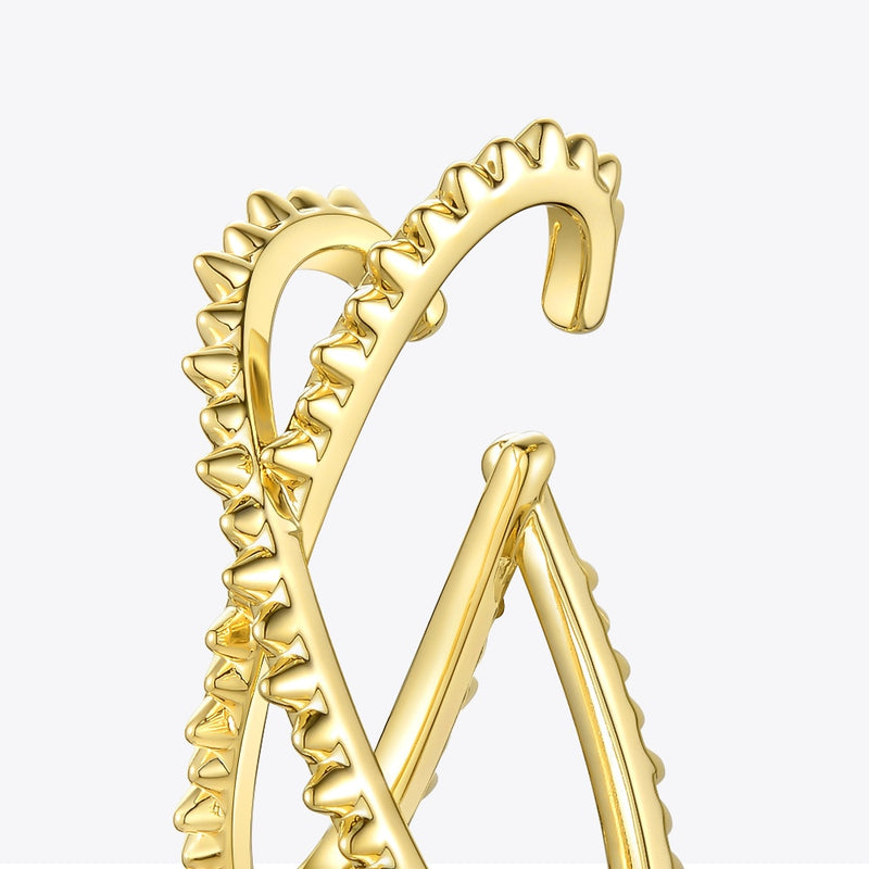 Gold Punk Spike X Shape Ear Cuff Clip On Earrings for Women