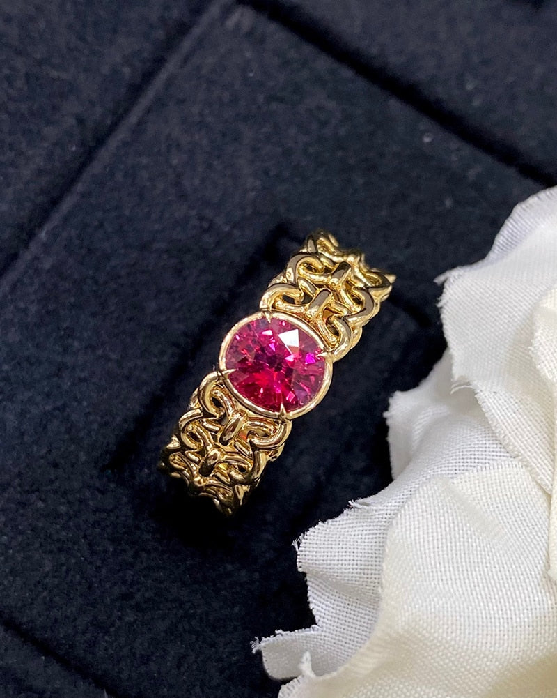 18K Yellow Gold Tourmaline Ring for Women
