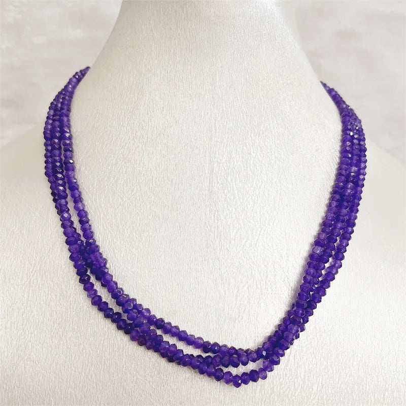 Sterling Silver Deep Purple Amethyst Choker Necklace