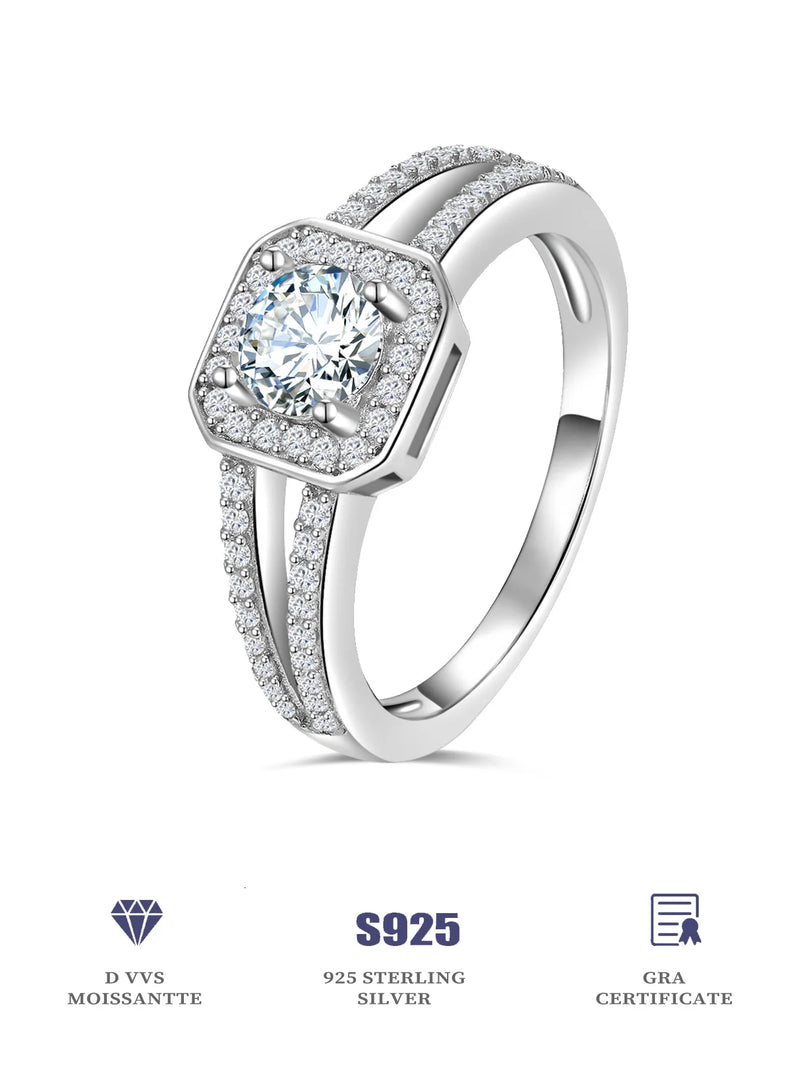 Sterling Silver Moissanite Cushion Engagement Ring for Her