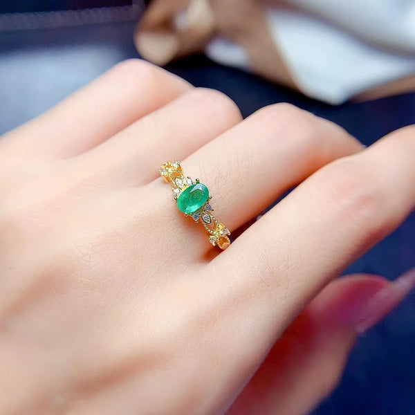 925 Sterling Silver Emerald Ring for Women