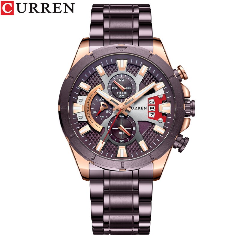 Stainless Steel Chronograph Waterproof Wristwatch for Men