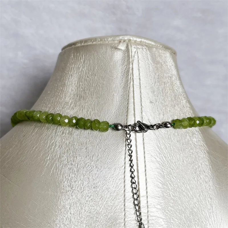 Sterling Silver Peridot Necklace Dance Health Care Protection Healing Gemstone for Women