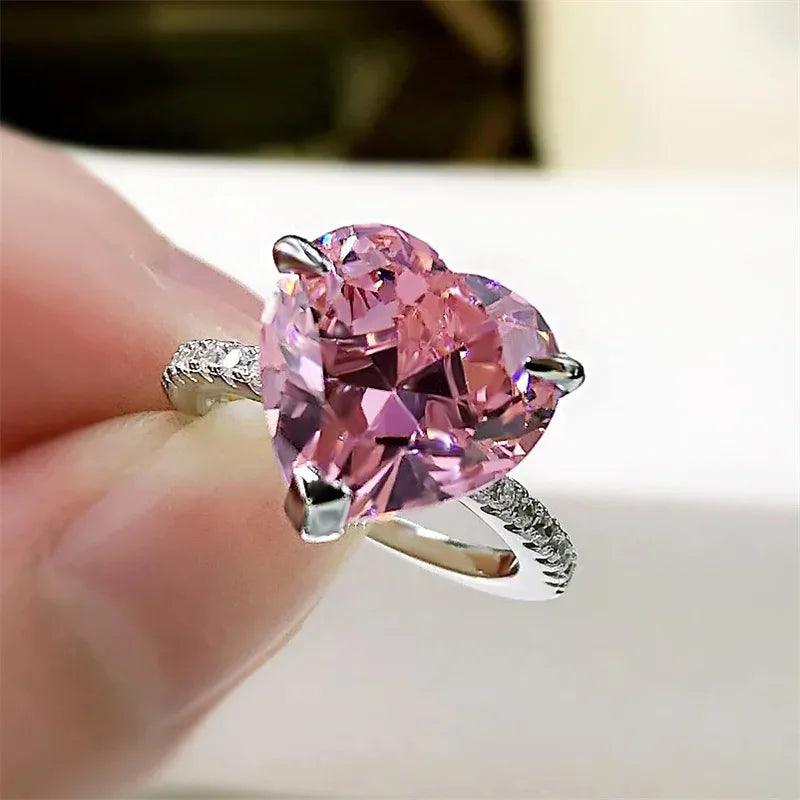 925 Silver 7.5 Carat Moissanite Heart Shape Wedding Ring for Women