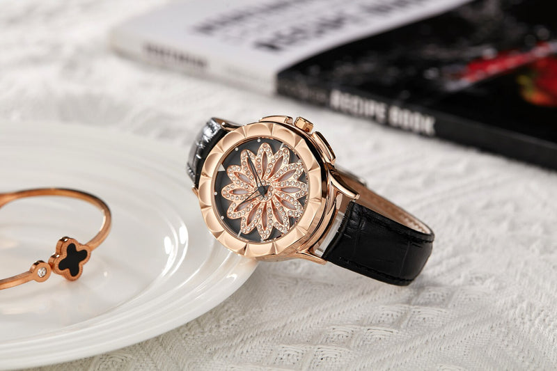 Rose Gold Rhinestone Ladies Watch