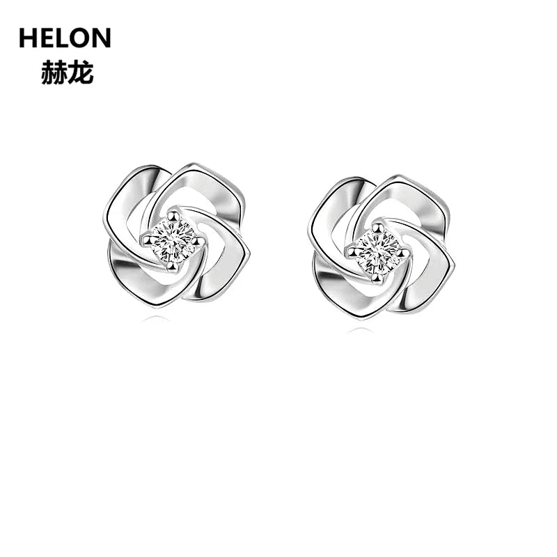 14k White Gold SI/H Natural Diamonds Stud Earrings for Women