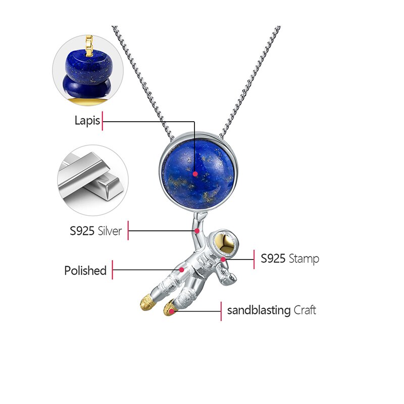 925 Sterling Silver Lapis Lazuli Pendant Necklace for Women