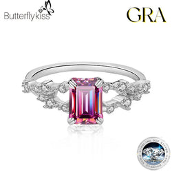 S925 Sterling Silver Pink Moissanite Ring for Women