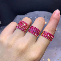 925 Silver Natural Ruby Band Ring for Women