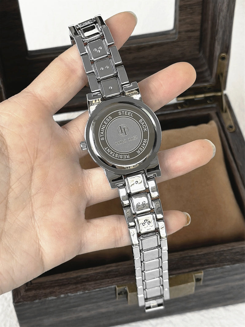 Luxury Waterproof Elegant Silver Steel Wristwatch for Women