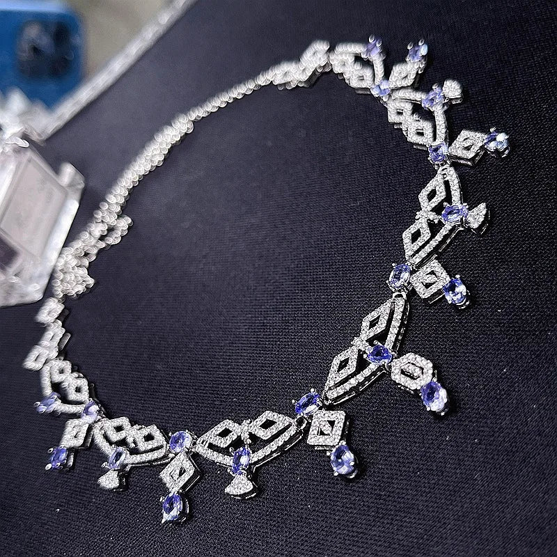 925 Silver Tanzanite Necklace for Women