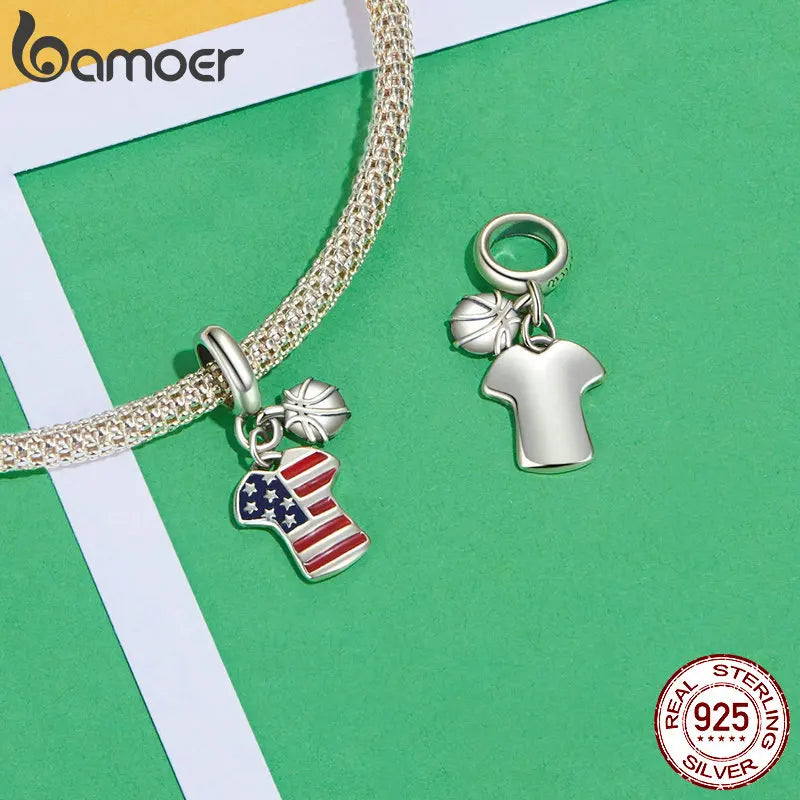 Sterling Silver Football Charm Beads for Bracelet & Necklaces. for Women