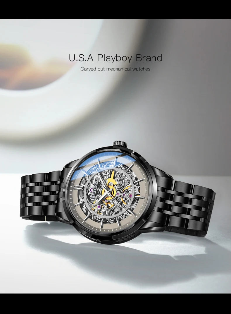 Stainless Steel Automatic Mechanical Watch for Men