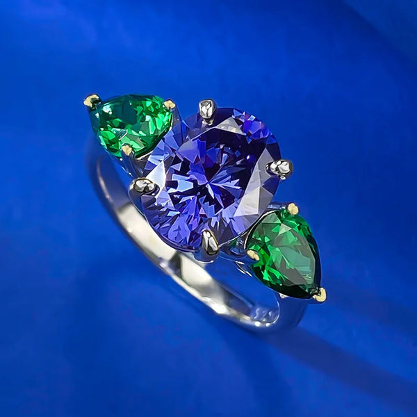 Sterling Silver Tanzanite Blue Ring for Women