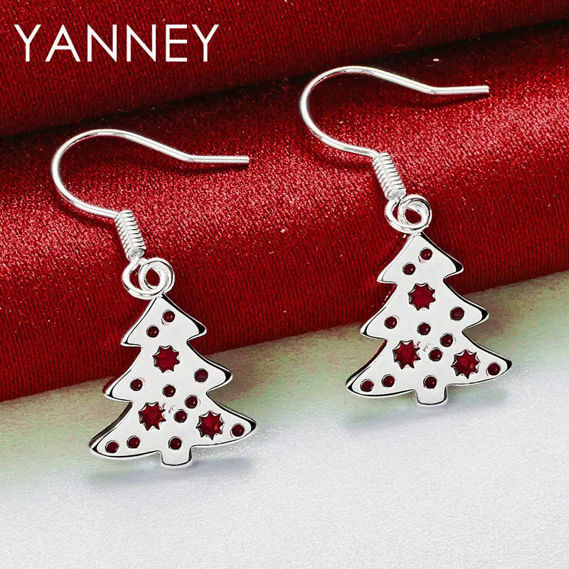 Sterling Silver 28MM Christmas Tree Earrings for Women