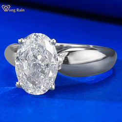 925 Sterling Silver Oval Lab Sapphire Ring for Women