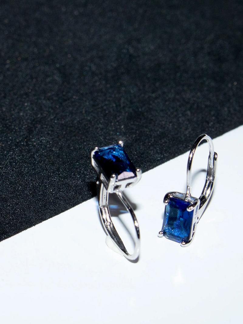 Sterling Silver Sapphire Blue Clip Earrings for Women