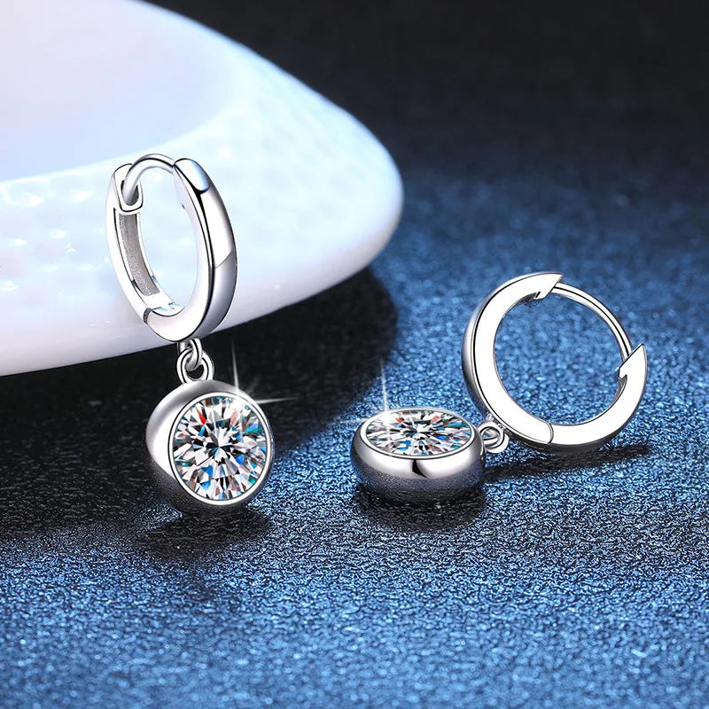 Sterling Silver 1CT Moissanite Drop Earrings for Women