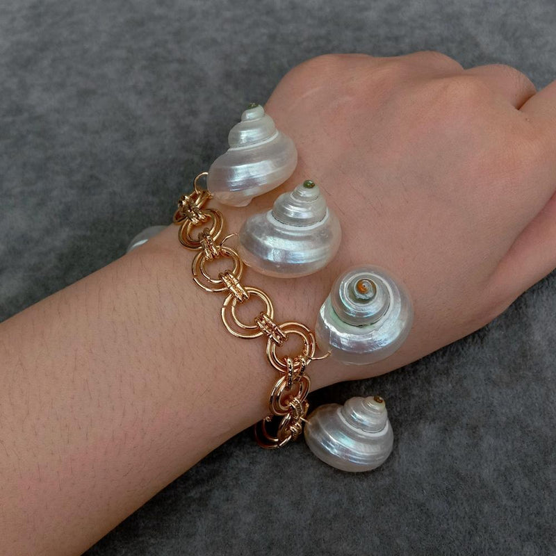 Sterling Silver Seashell Charm Bracelet for Women
