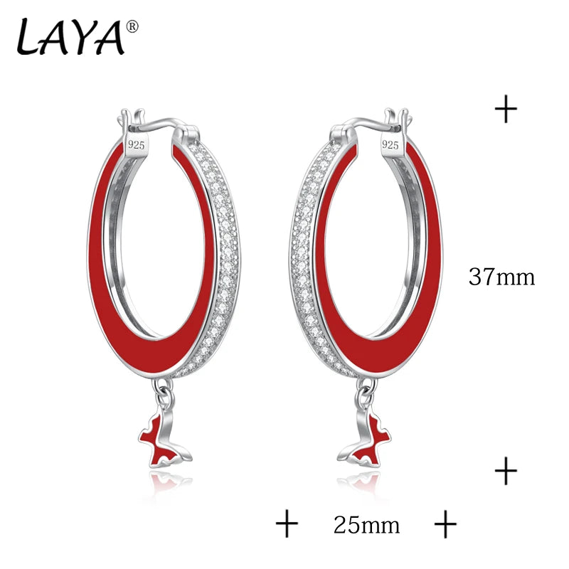 Sterling Silver Oval Enamel Earrings for Women