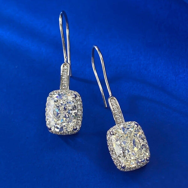 Wong Rain 925 Sterling Silver Crushed Ice Cut Lab Sapphire Emerald Gemstone Fine Vintage Drop Earrings for Women Wedding Jewelry