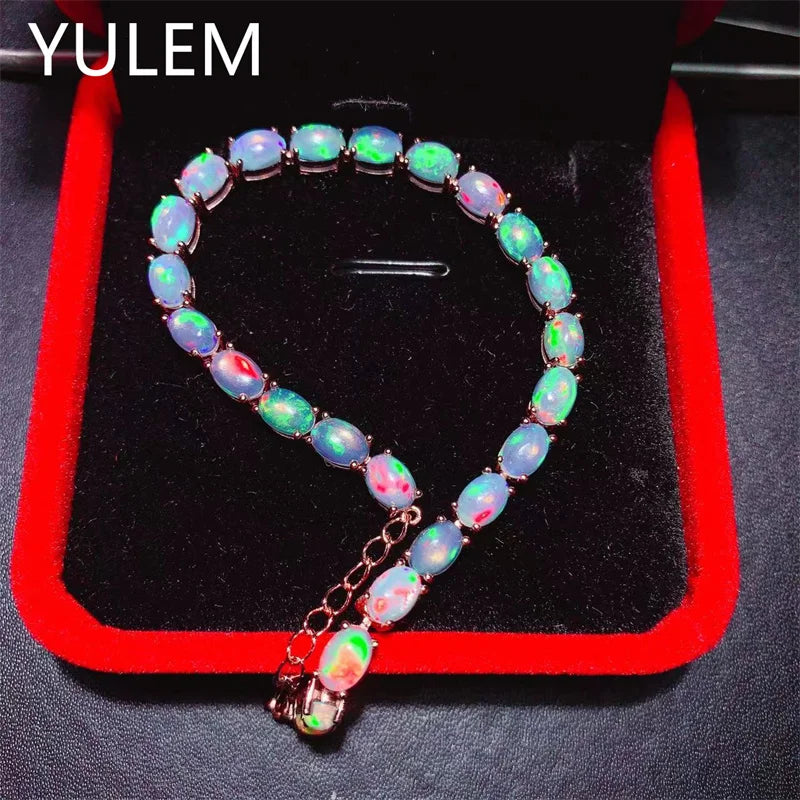 925 Sterling Silver Natural Opal Bracelet for Women