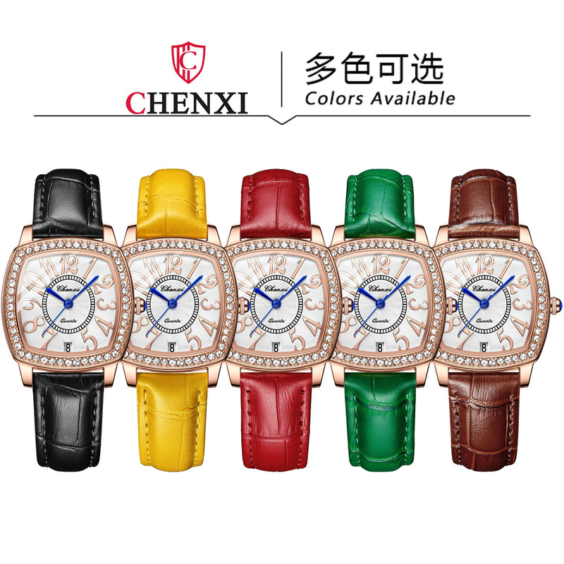 316L Stainless Steel Diamond Leather Watch for Women