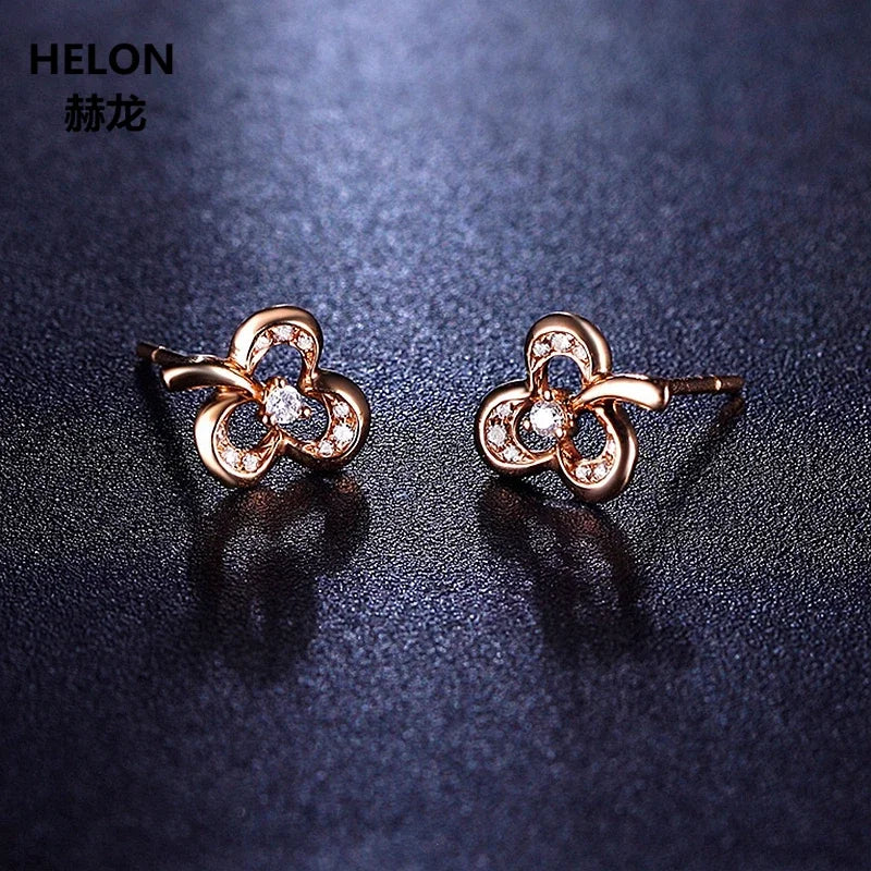 14k Rose Gold Natural Diamonds Stud Earrings for Women