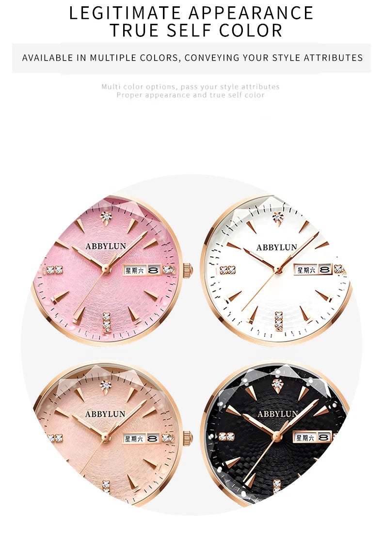 Stainless Steel Mesh Waterproof Quartz Watch with Diamond Dial for Women