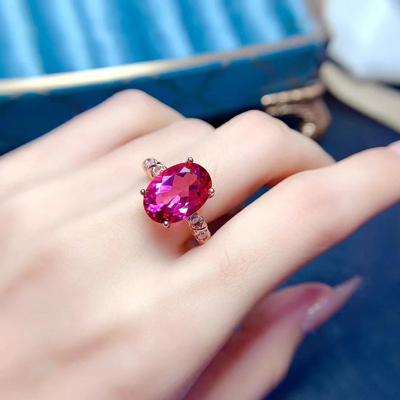 925 Sterling Silver Pink Topaz Ring for Women