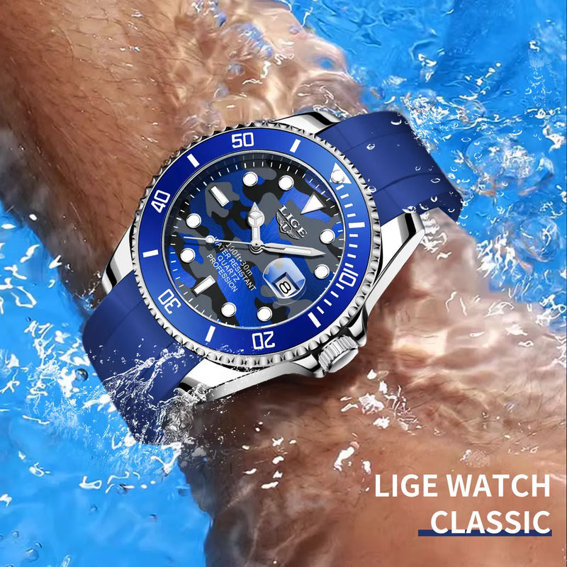 Stainless Steel Silicone Dive Watch for Men