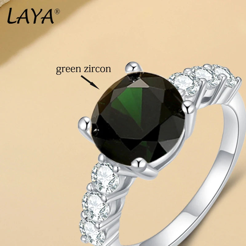 925 Sterling Silver Green Zircon Ring for Women