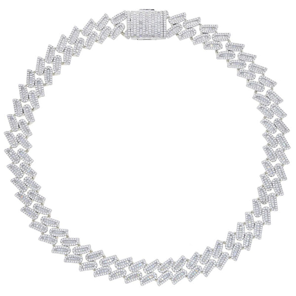 Silver Plated 16MM Cubic Zirconia Iced Out Cuban Link Chain for Men